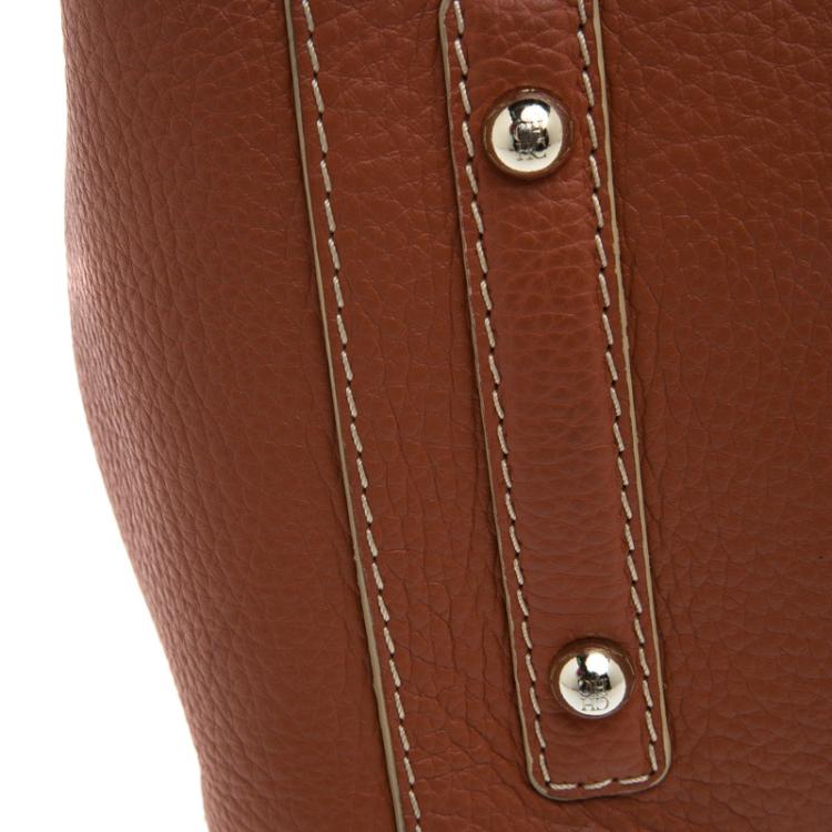 Pre Owned Carolina Herrera Copper Brown Leather Satchel