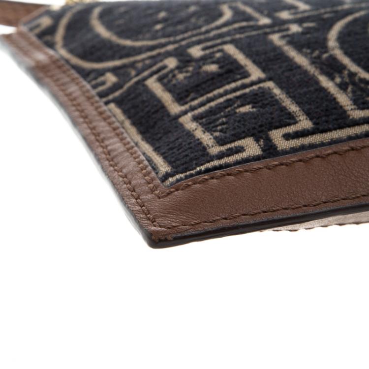 Pre Owned Carolina Herrera Blue/Brown Fabric and Leather Shoulder Bag