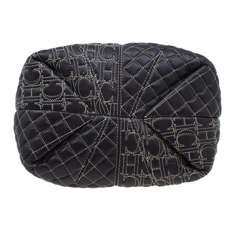 Pre Owned Carolina Herrera Brown Leather Quilted Tote