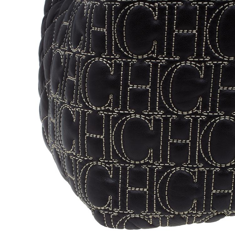 Pre Owned Carolina Herrera Brown Leather Quilted Tote