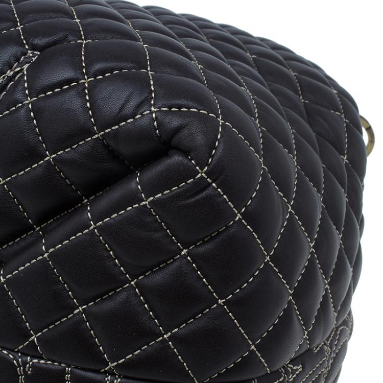 Pre Owned Carolina Herrera Brown Leather Quilted Tote