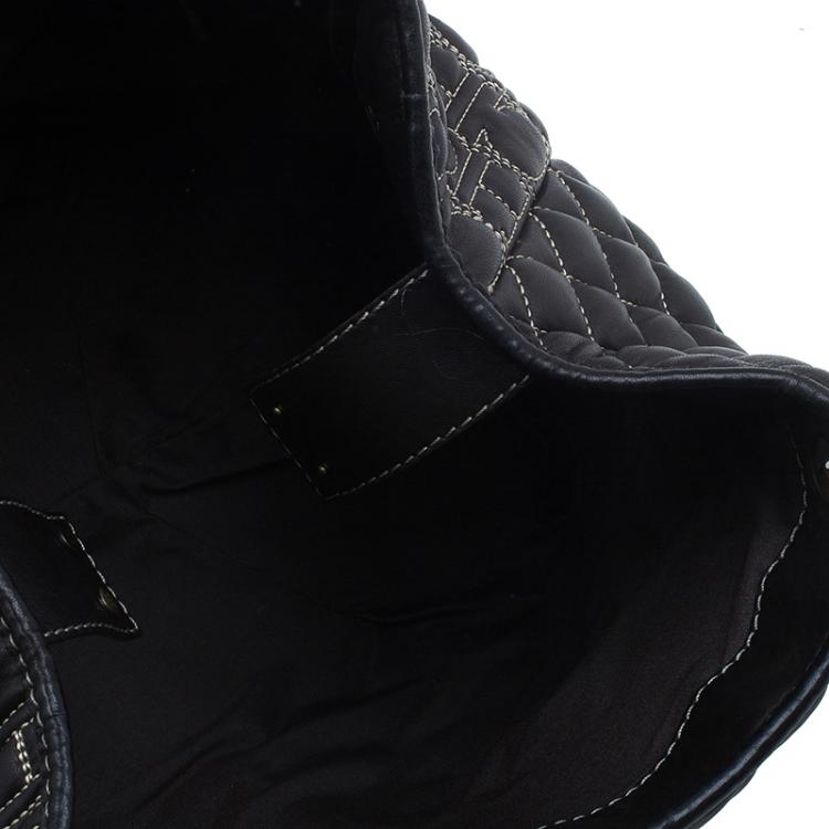 Pre Owned Carolina Herrera Brown Leather Quilted Tote