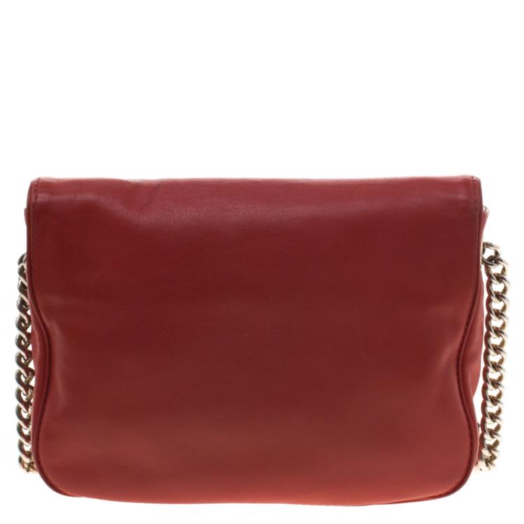 Pre Owned Carolina Herrera Red Leather New Baltazar Flap Bag