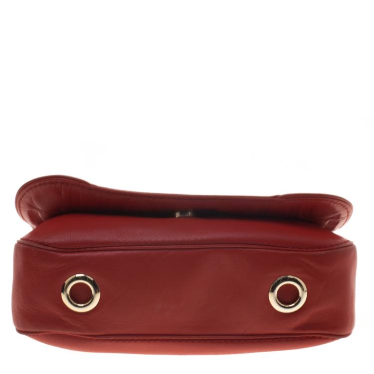 Pre Owned Carolina Herrera Red Leather New Baltazar Flap Bag