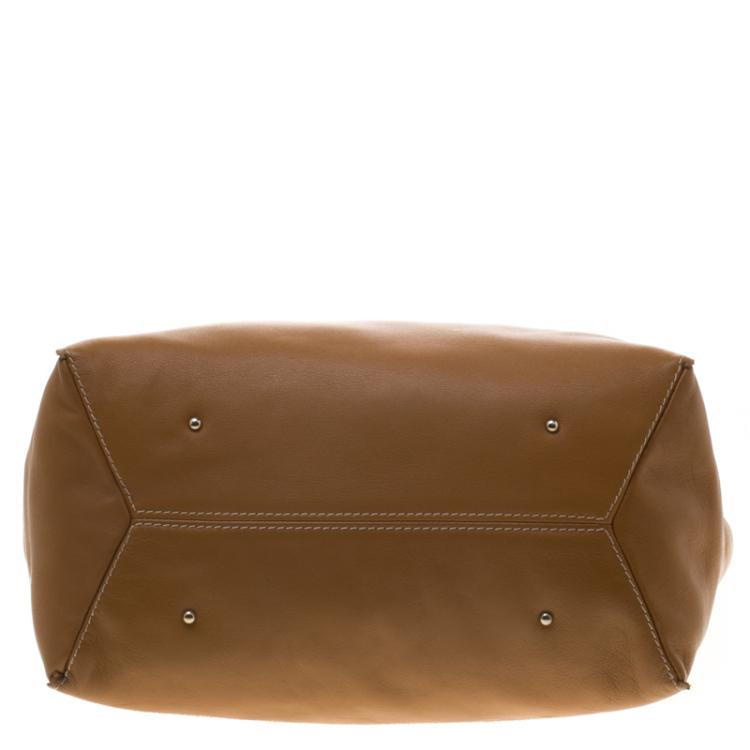 Pre Owned Carolina Herrera Tan Leather Shopping Tote