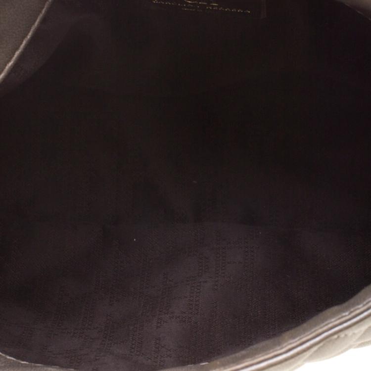 Pre Owned Carolina Herrera Metallic Grey Quilted Leather Shoulder Bag