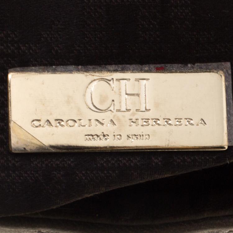 Pre Owned Carolina Herrera Metallic Grey Quilted Leather Shoulder Bag