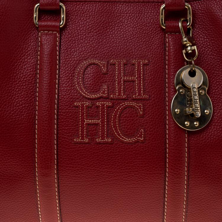 Pre Owned Carolina Herrera Red Leather Matteo Tote
