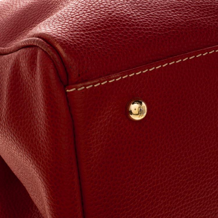 Pre Owned Carolina Herrera Red Leather Matteo Tote