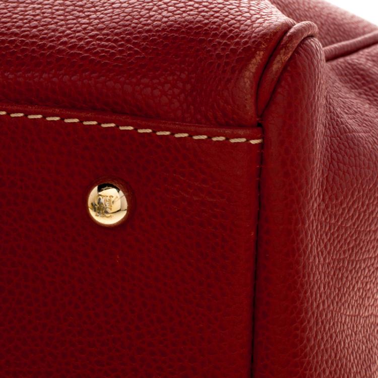 Pre Owned Carolina Herrera Red Leather Matteo Tote