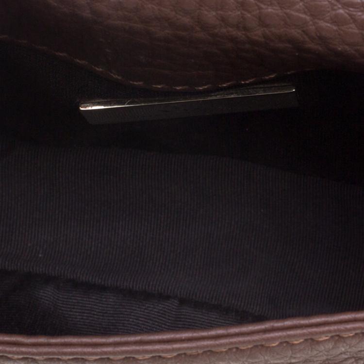 Pre Owned Carolina Herrera Dark Brown Leather Mini Crossbody Bag