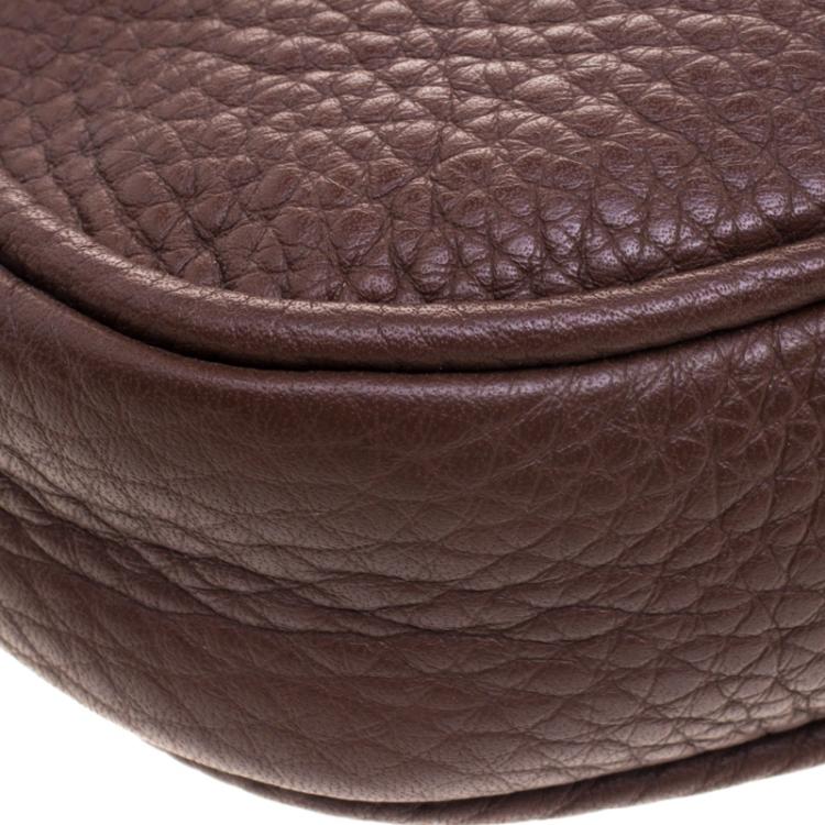 Pre Owned Carolina Herrera Dark Brown Leather Mini Crossbody Bag
