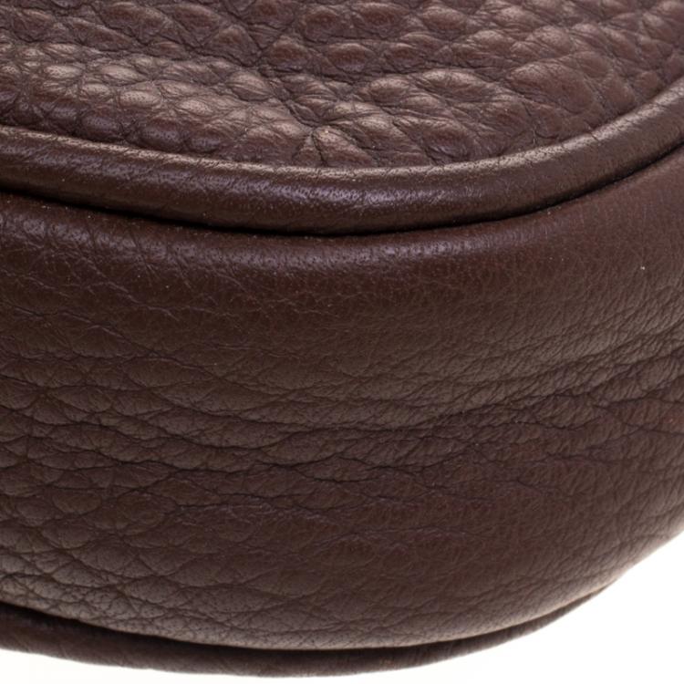 Pre Owned Carolina Herrera Dark Brown Leather Mini Crossbody Bag