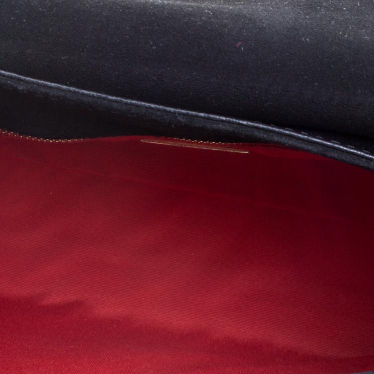 Pre Owned Carolina Herrera Black Leather Flap Shoulder Bag