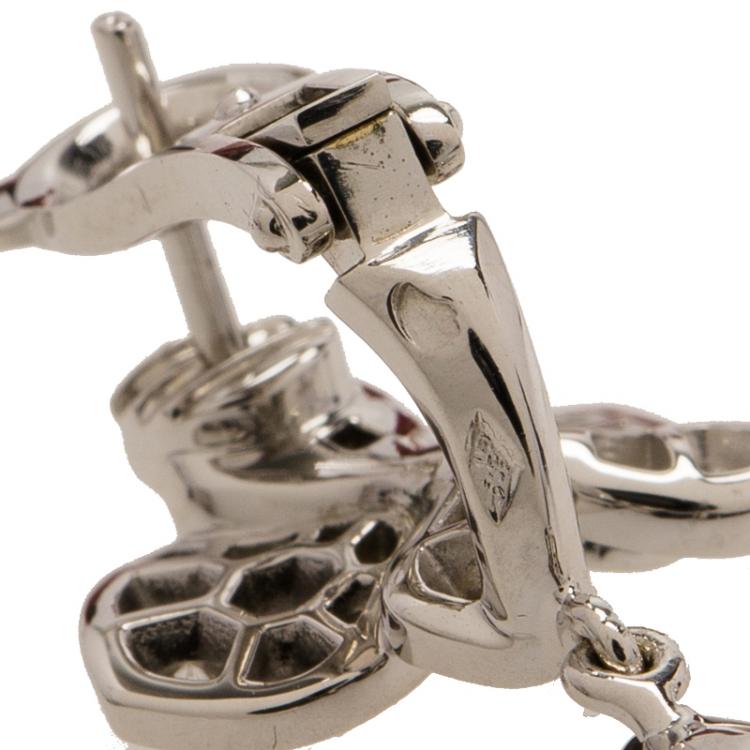 Pre Owned Cartier Caresse D'orchidees Par Cartier Diamonds, Onyx and White Gold Dangle Earrings