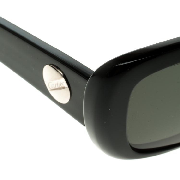 Pre Owned Cartier Black 135 Rectangle Sunglasses