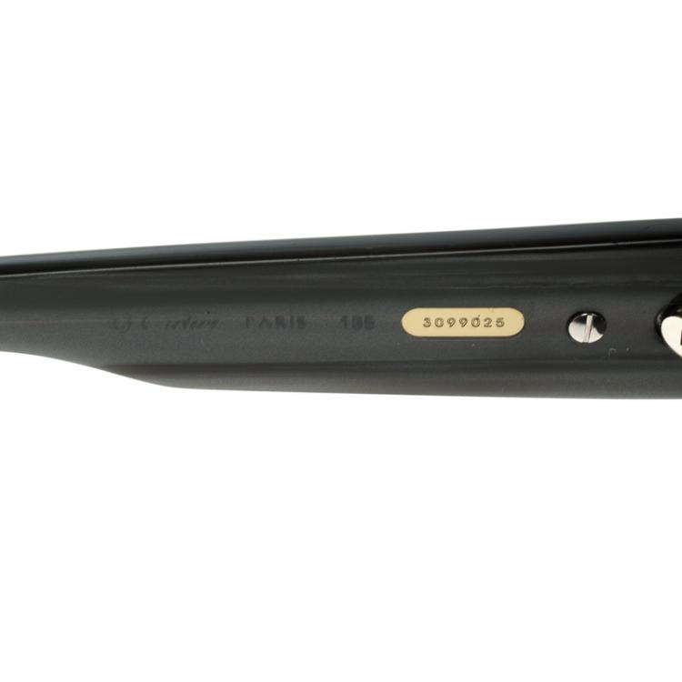 Pre Owned Cartier Black 135 Rectangle Sunglasses