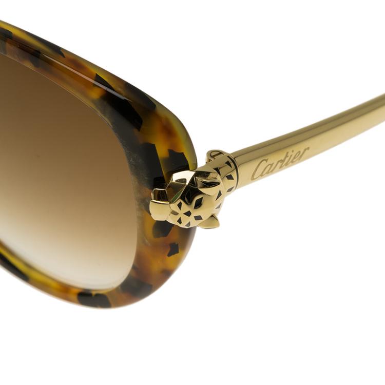 Pre Owned Cartier Brown Panthère De Cartier Sunglasses