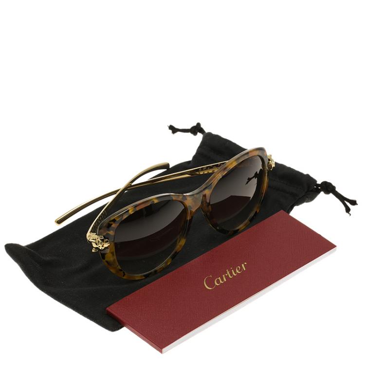 Pre Owned Cartier Brown Panthère De Cartier Sunglasses