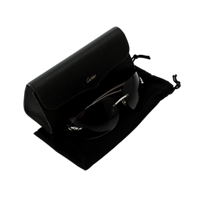 Pre Owned Cartier Brown 110 Panthere Rimless Sunglasses