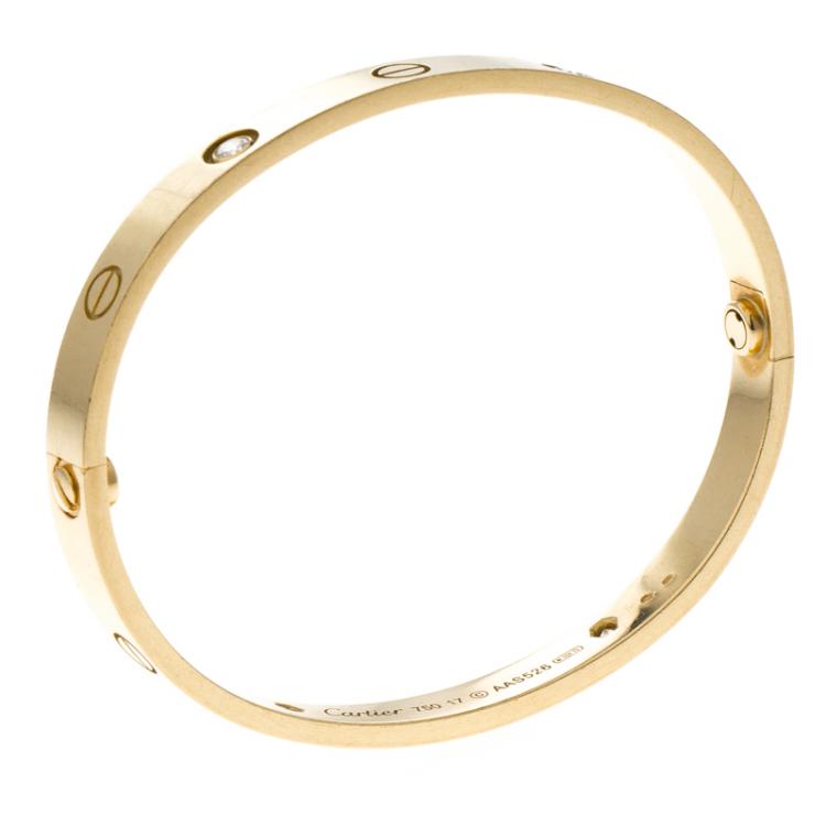 Pre Owned Cartier Love 4 Diamonds & 18k Yellow Gold Bracelet 17cm