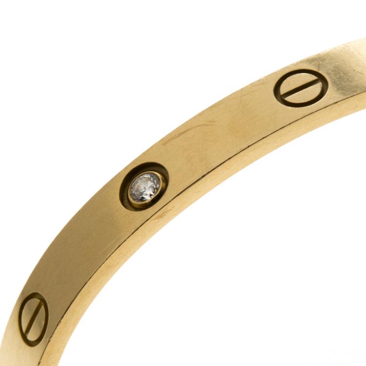 Pre Owned Cartier Love 4 Diamonds & 18k Yellow Gold Bracelet 17cm