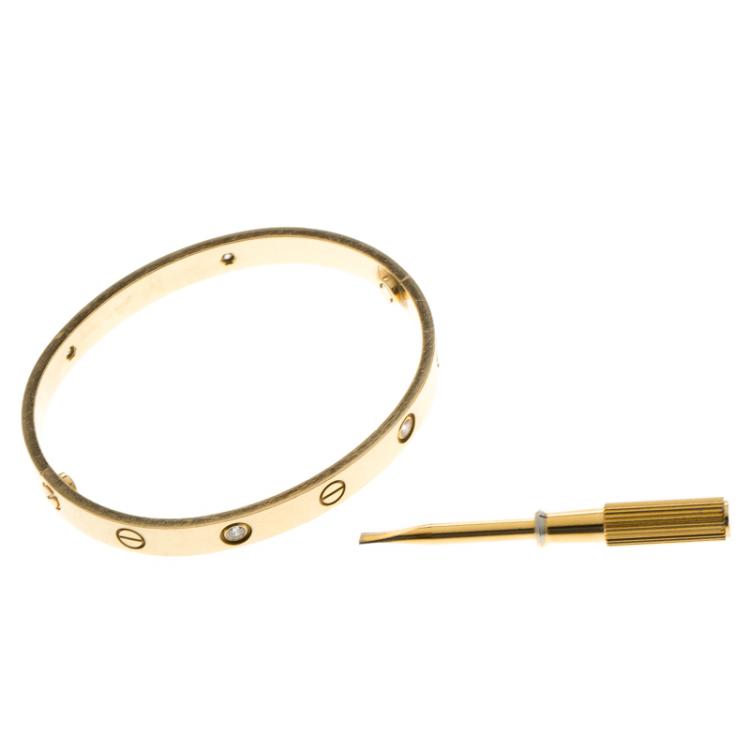 Pre Owned Cartier Love 4 Diamonds & 18k Yellow Gold Bracelet 17cm