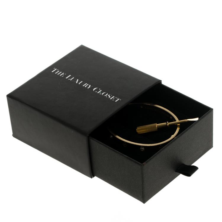 Pre Owned Cartier Love 4 Diamonds & 18k Yellow Gold Bracelet 17cm