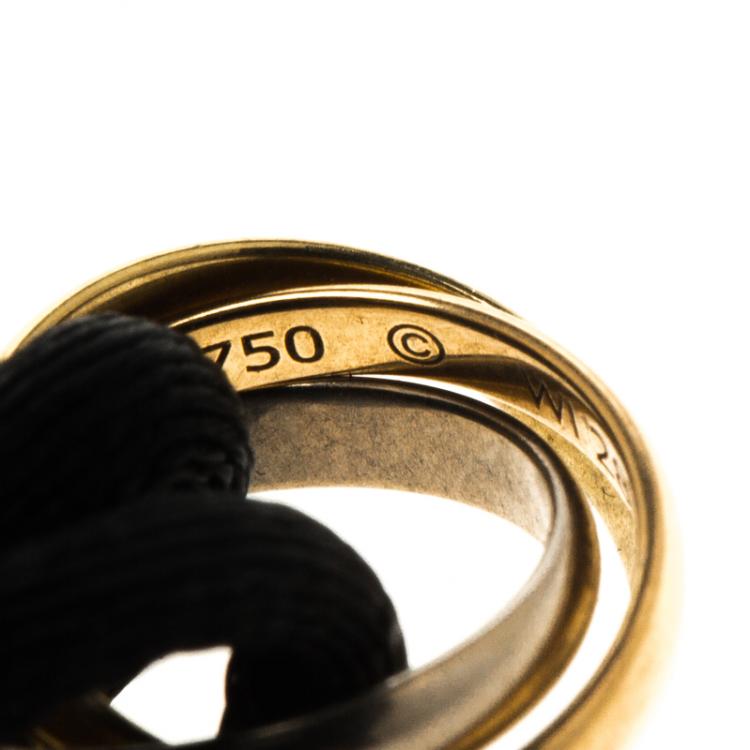 Pre Owned Cartier Trinity Three Tone 18k Gold Black Adjustable Cord Bracelet