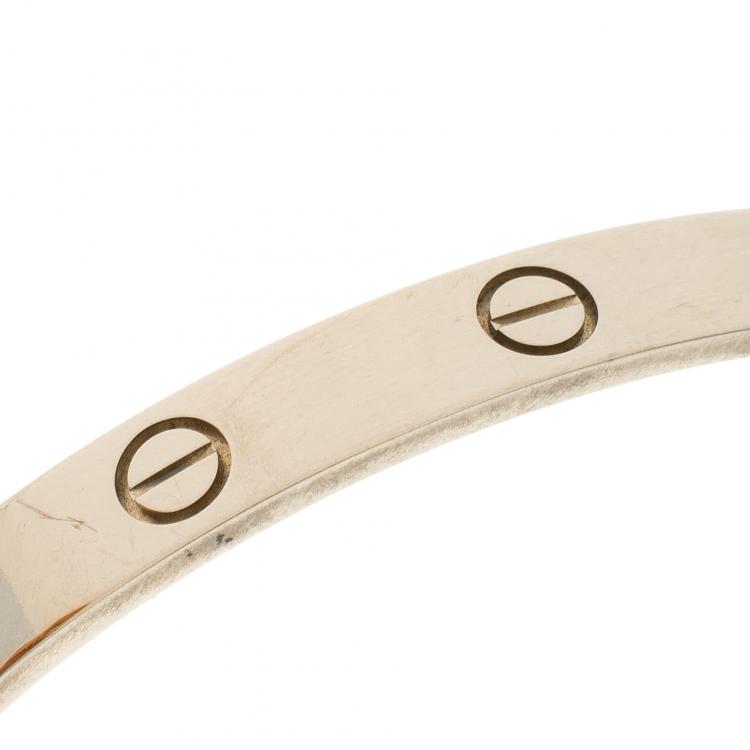 Pre Owned Cartier Love White Gold Open Cuff Bracelet Size 18