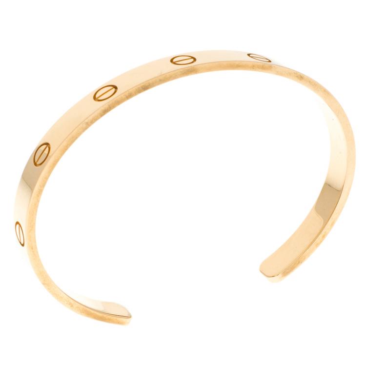 Pre Owned Cartier Love Open Cuff Rose Gold Bracelet 18cm