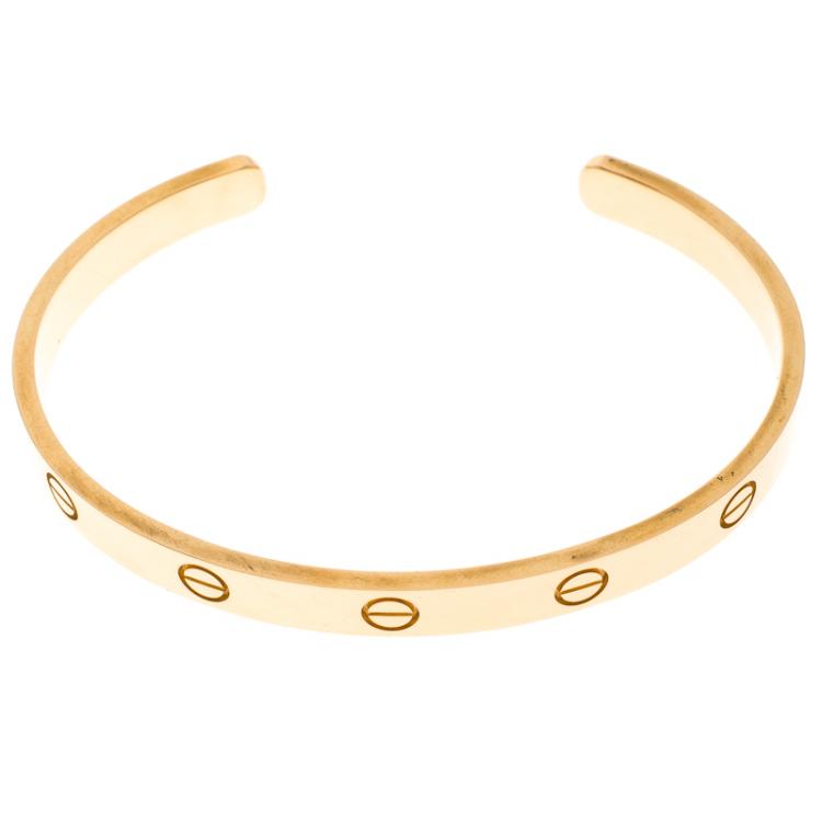 Pre Owned Cartier Love Open Cuff Rose Gold Bracelet 18cm