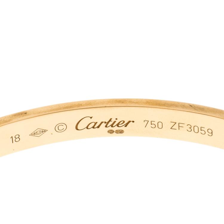 Pre Owned Cartier Love Open Cuff Rose Gold Bracelet 18cm