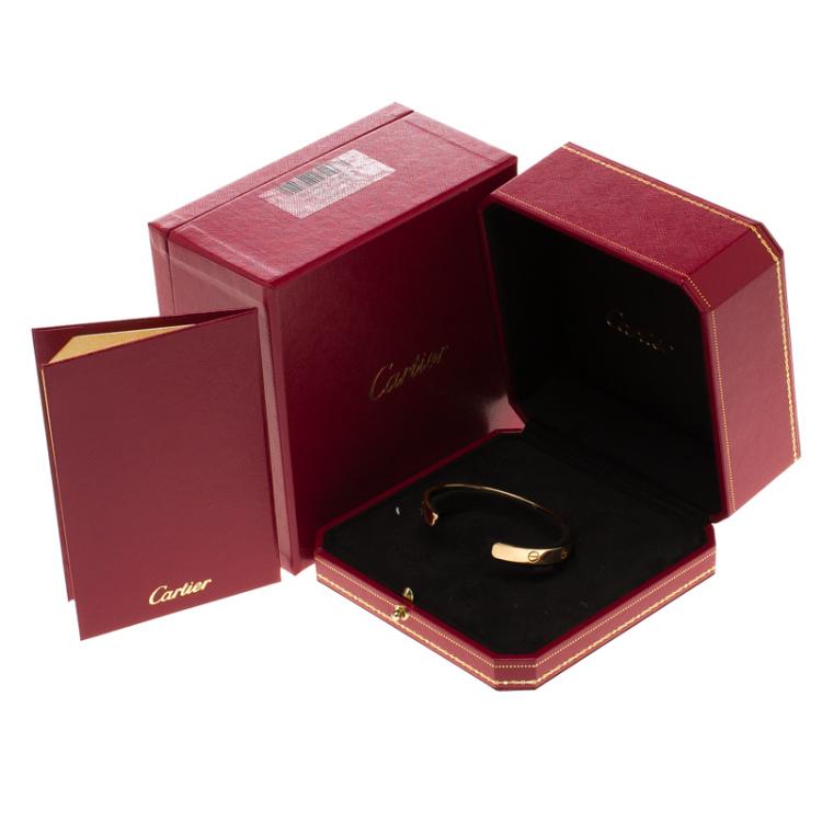 Pre Owned Cartier Love Open Cuff Rose Gold Bracelet 18cm