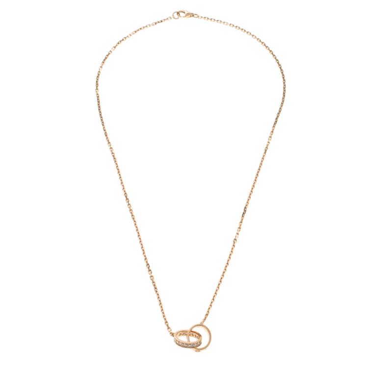 Pre Owned Cartier Vintage Love Diamond 18k Rose Gold Necklace