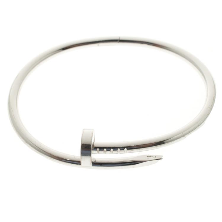 Pre Owned Cartier Juste Un Clou 18k White Gold Bracelet 17cm