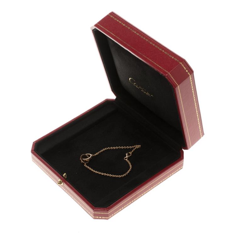 Pre Owned Cartier Love 2 Hoops 18k Rose Gold Bracelet Size 17