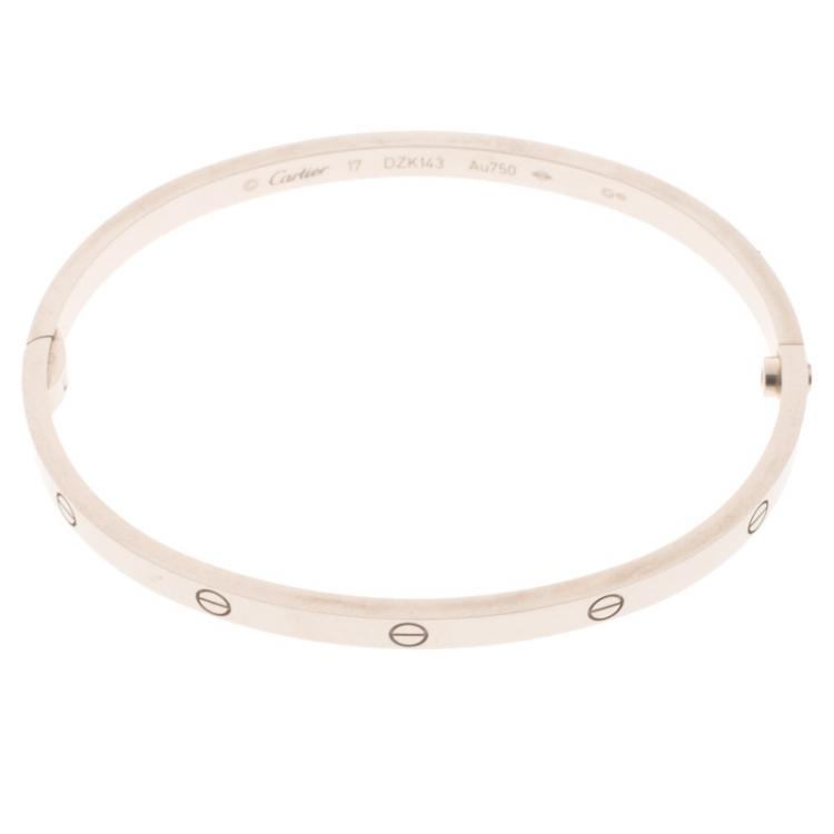 Pre Owned Cartier Love 18k White Gold Bracelet, SM 17cm