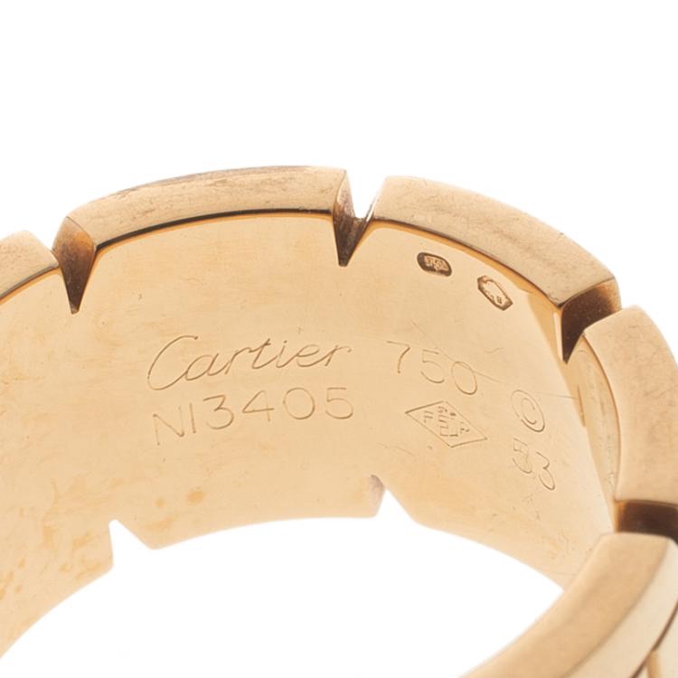Pre Owned Cartier Tank Francaise Diamond & 18k Yellow Gold Ring Size 53