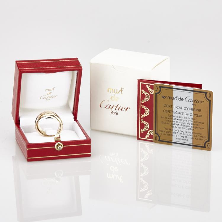 Pre Owned Cartier Trinity 18K 3-Tone Gold Large Model Ring Size 54