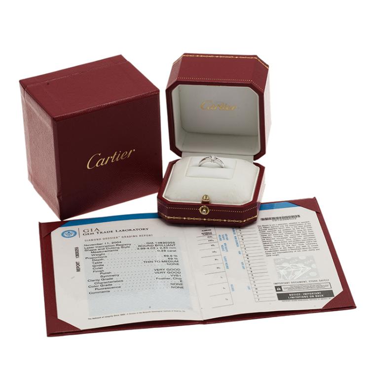 Pre Owned Cartier Declaration Solitaire 0.23 ct E VVS1 Diamond Platinum Ring Size 46