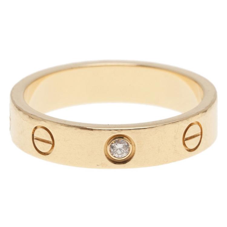 Pre Owned Cartier Love 1 Diamond 18kt Yellow Gold Wedding Band Ring