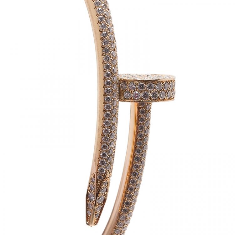 Pre Owned Cartier Juste Un Clou Diamond Paved Rose Gold Bracelet