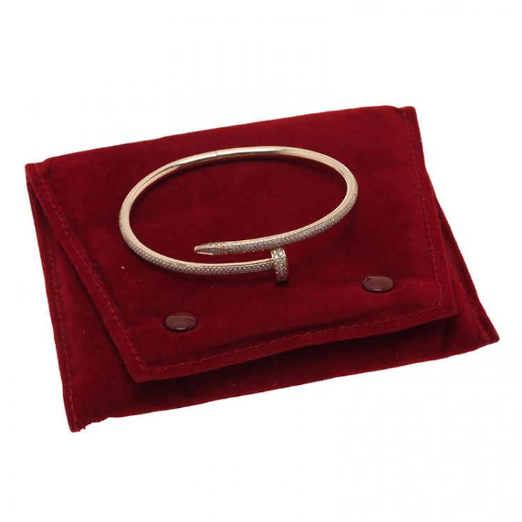 Pre Owned Cartier Juste Un Clou Diamond Paved Rose Gold Bracelet
