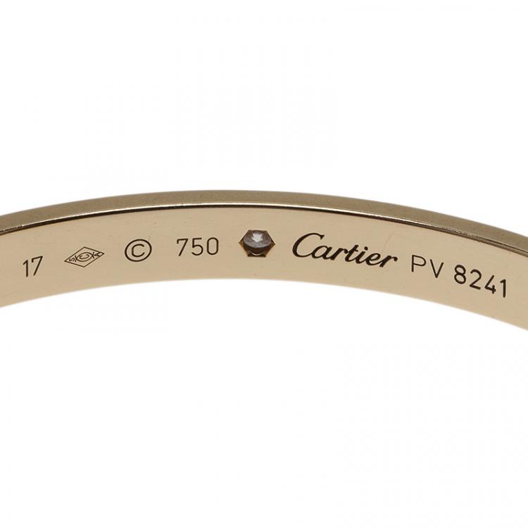 Pre Owned  Cartier Love 1 Diamond Yellow Gold Open Cuff Bracelet