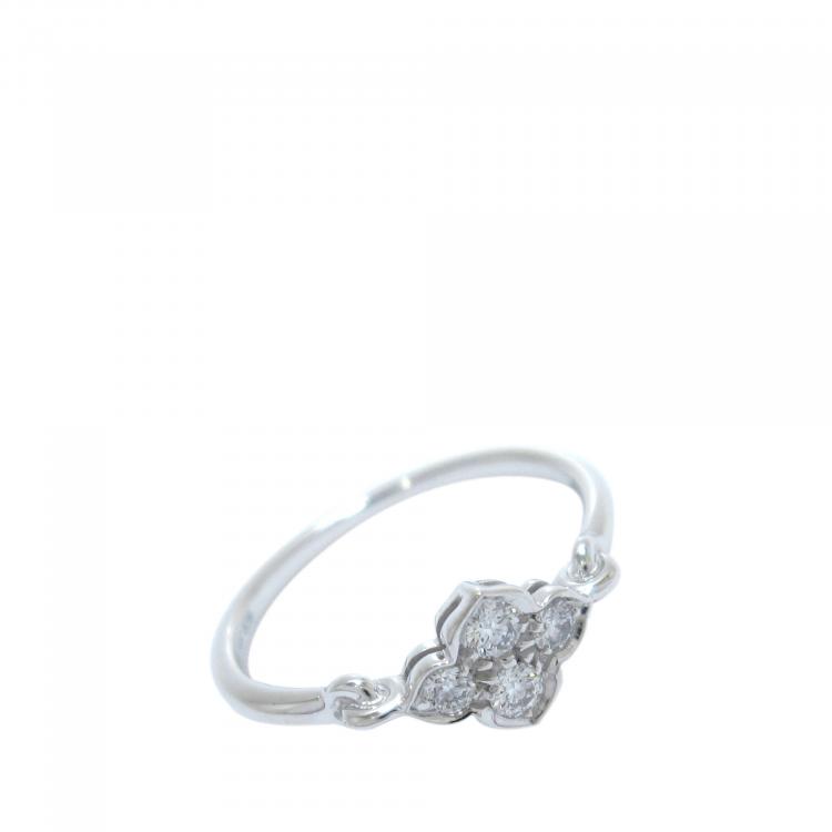 Pre Owned Cartier Floral Diamond White Gold Ring Size 52