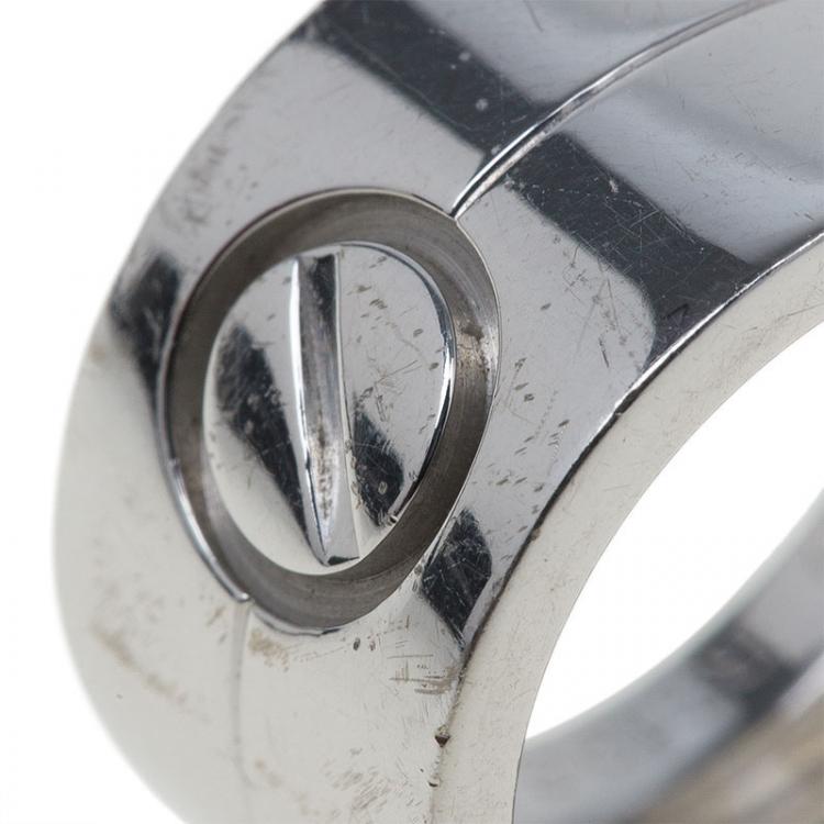 Pre Owned Cartier Love Wide White Gold Ring Size 49