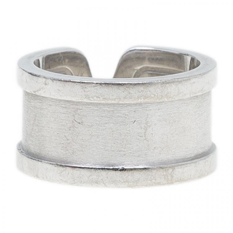 Pre Owned Cartier Double C White Gold Band Ring Size 47