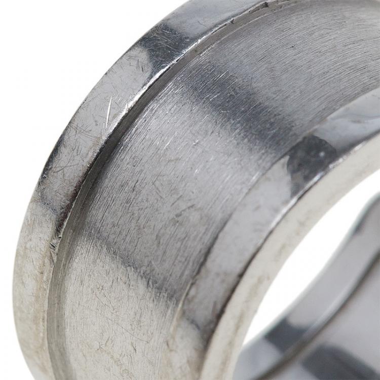 Pre Owned Cartier Double C White Gold Band Ring Size 47