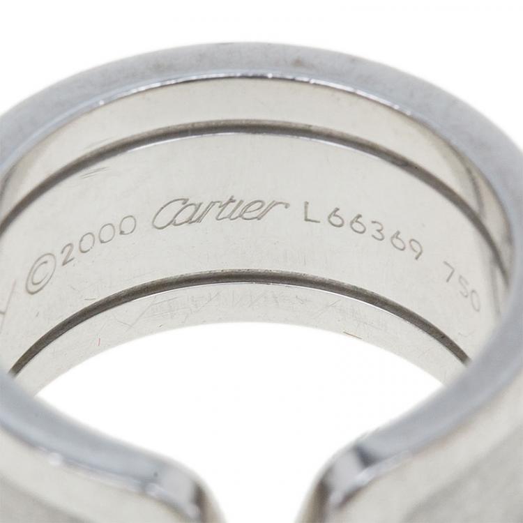 Pre Owned Cartier Double C White Gold Band Ring Size 47